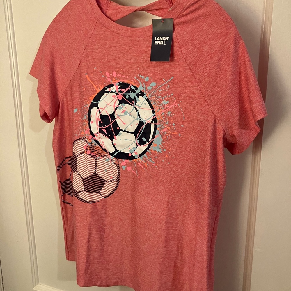Lands' End Kids Soccer Splash Tee - Coral Pink